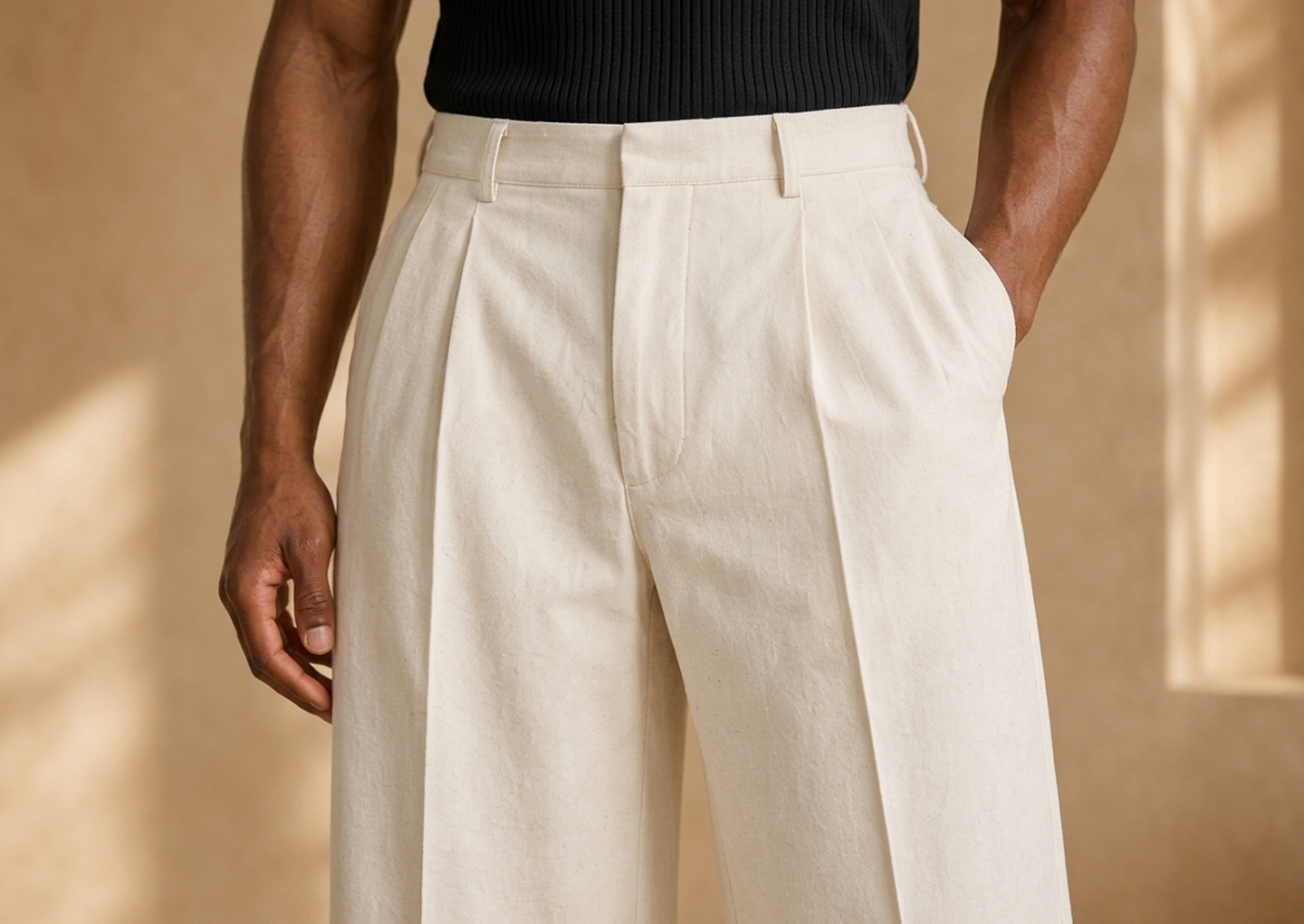 Close editorial view of the Ade Wide-Leg Trousers