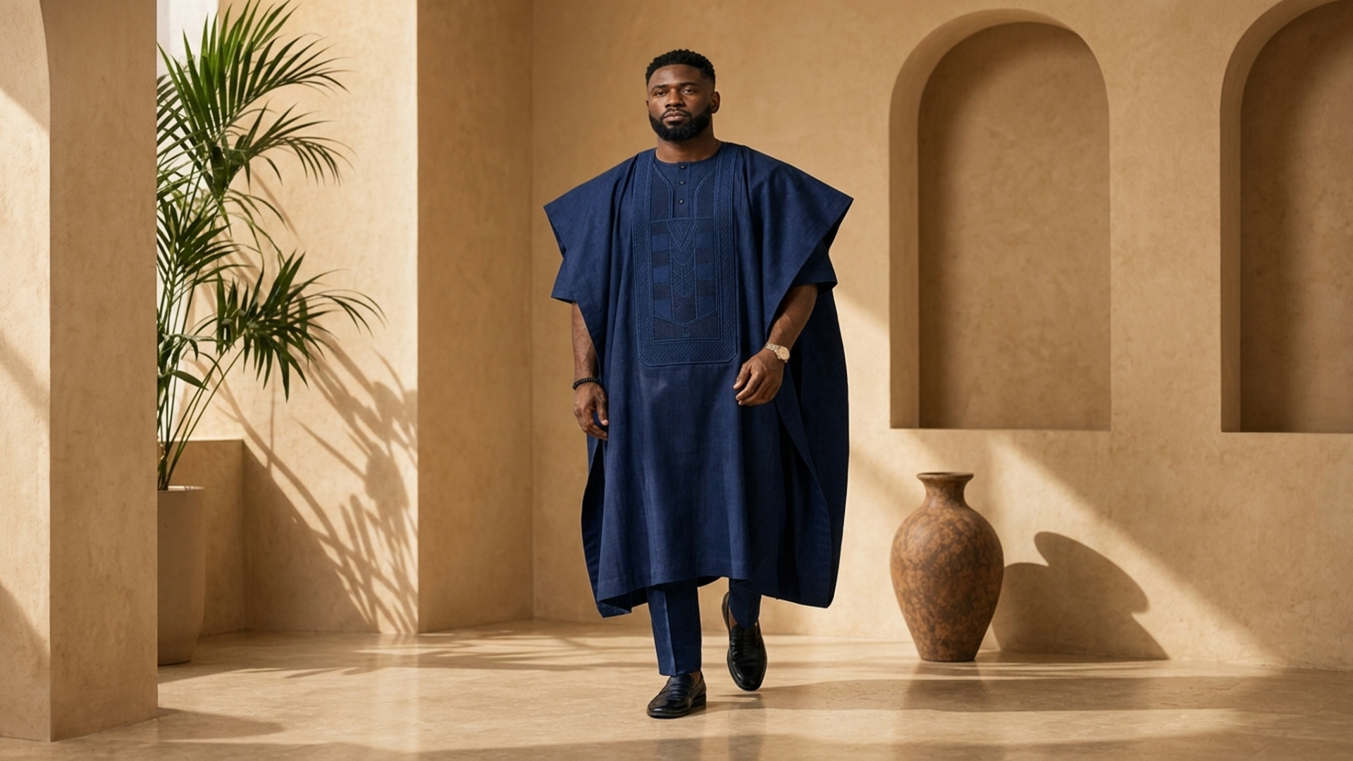 Editorial movement view of the Asante Agbada Set