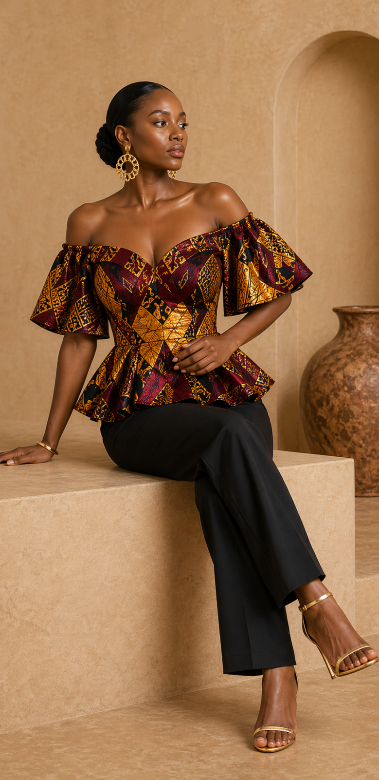 Model wearing or styling the Adwoa Off-Shoulder Top