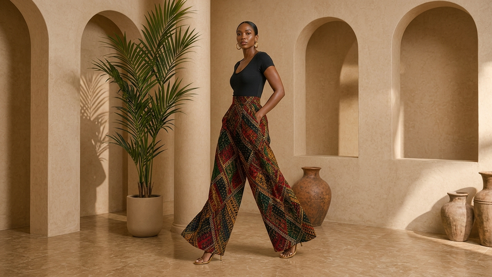 Editorial movement view of the Dara Wide-Leg Pants