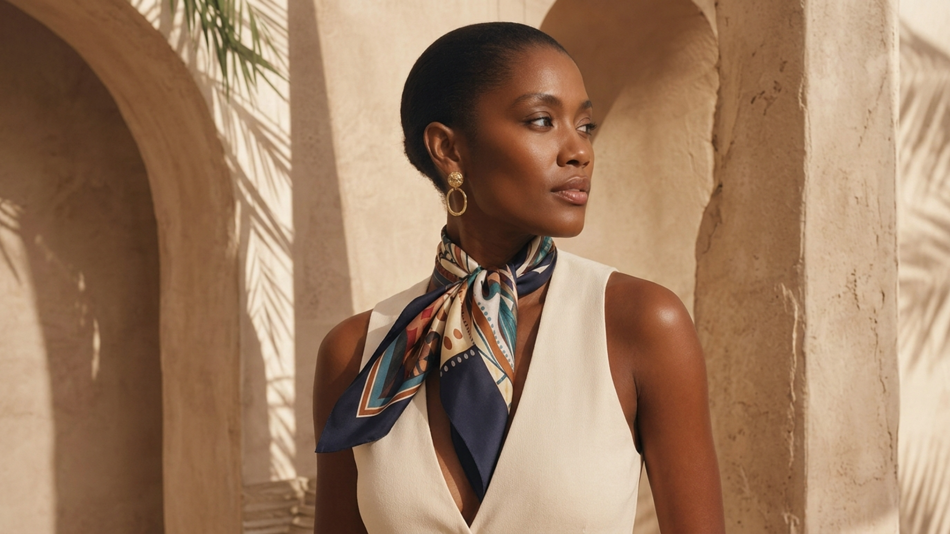 Editorial movement view of the Ibi Printed Neckerchief