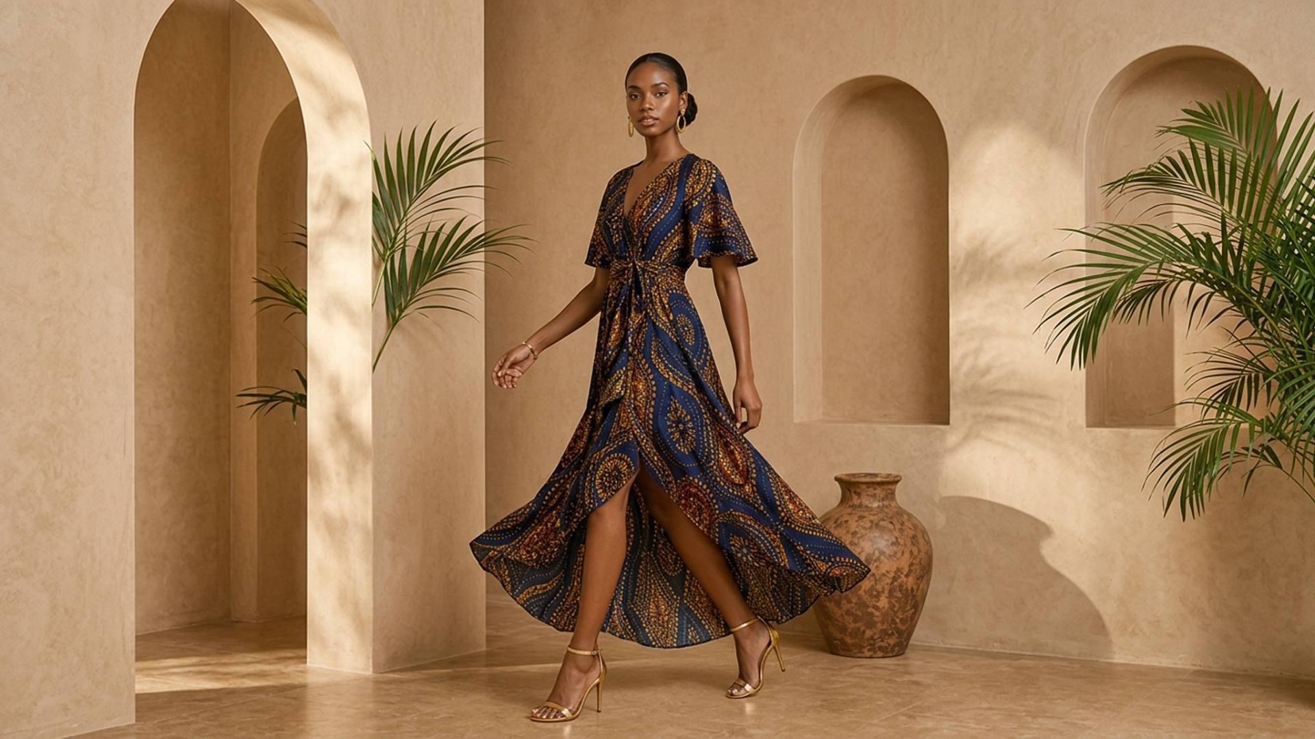 Editorial movement view of the Kemi Wrap Dress