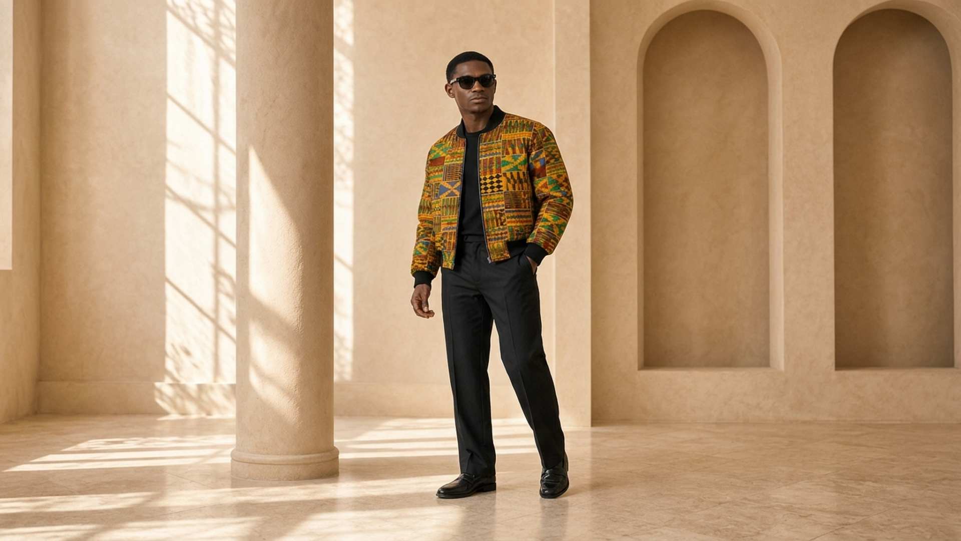 Editorial movement view of the Kojo Kente Bomber