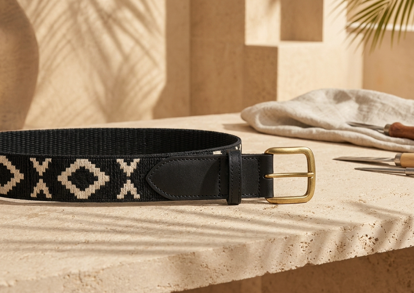Close editorial view of the Nandi Embroidered Belt