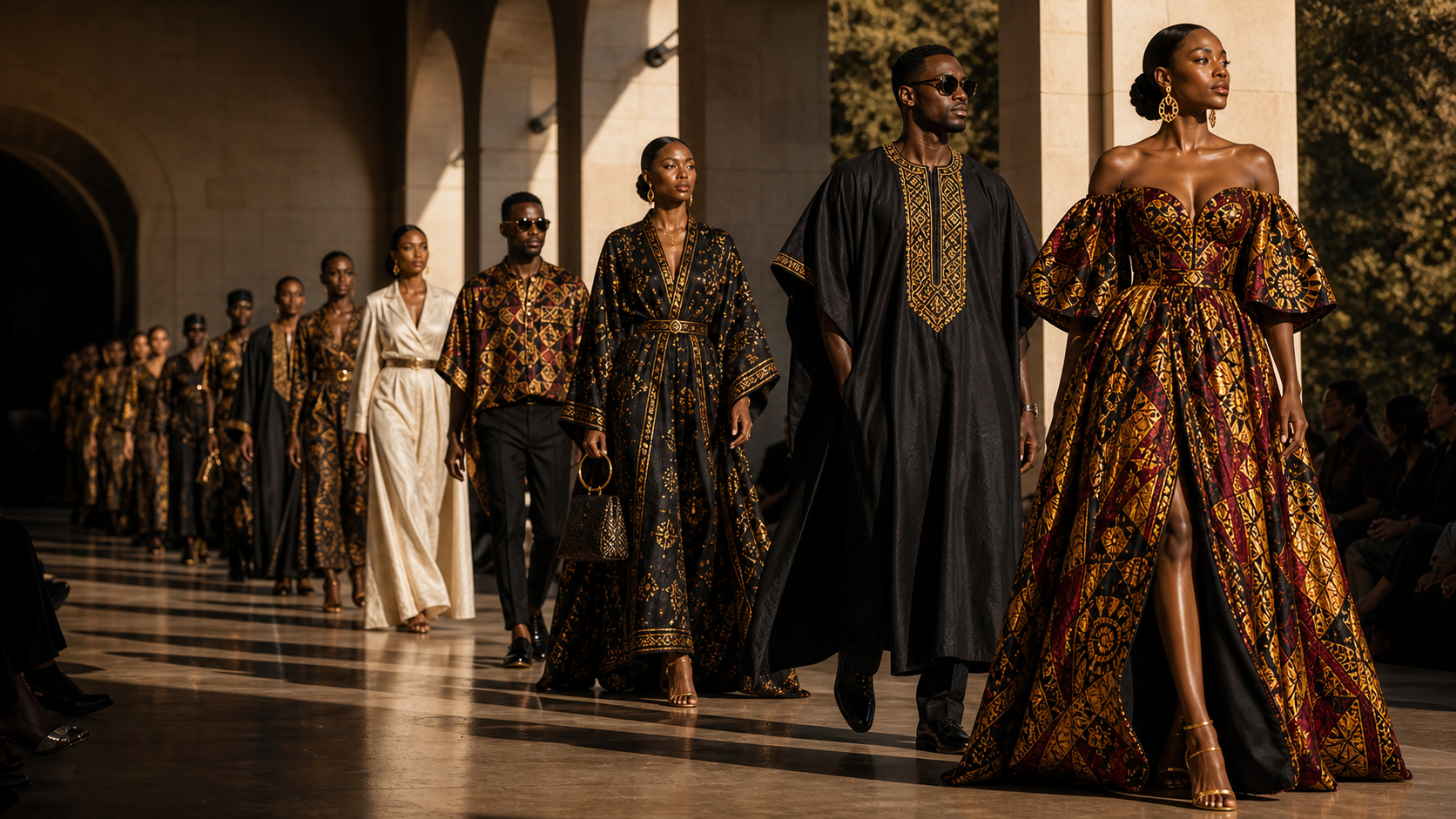 afrosoleil runway show with models wearing the spring collection