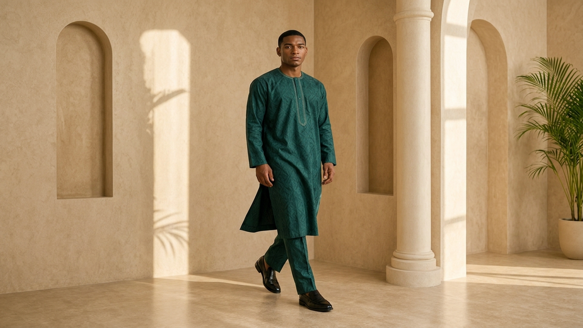 Editorial movement view of the Sekou Tailored Kaftan