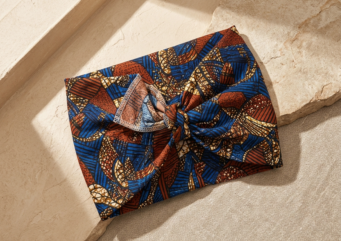 Close editorial view of the Sika Patterned Headwrap