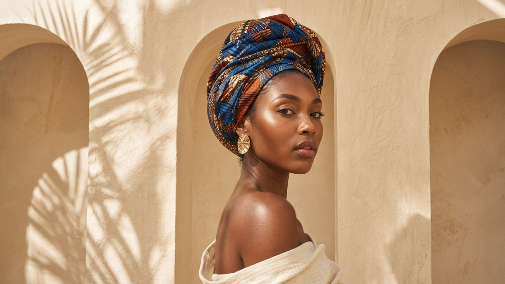 Editorial movement view of the Sika Patterned Headwrap