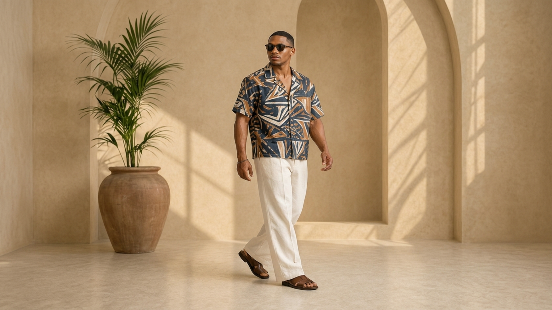 Editorial movement view of the Tafari Camp-Collar Shirt