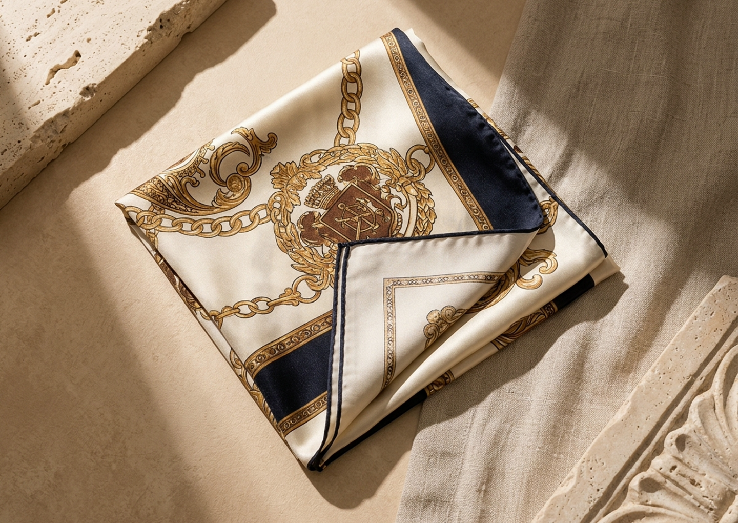 Close editorial view of the Toro Silk Scarf Shirt