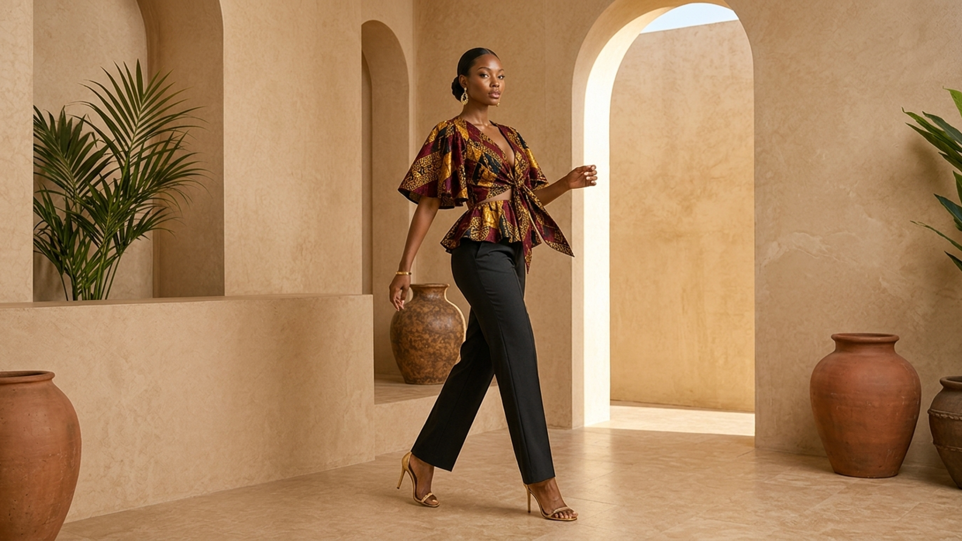 Editorial movement view of the Yaa Tie-Front Top